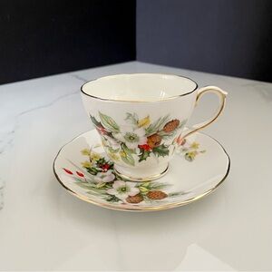 "Winter" Holiday Cup & Saucer - Duchess Bone China